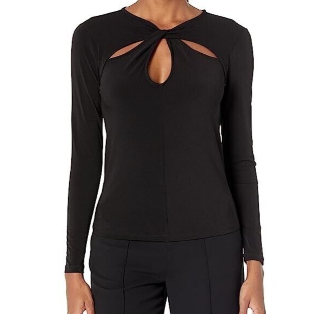 MICHAEL Michael Kors Twist Keyhole Top (Black) Women's Clothing Sz M